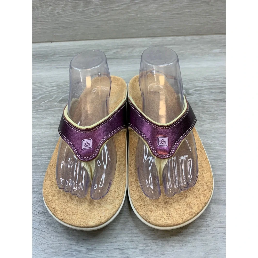 Spenco Kholo Metallic Purple Orthotic Flip Flop Sandals Women's 10 Casual Shoes
